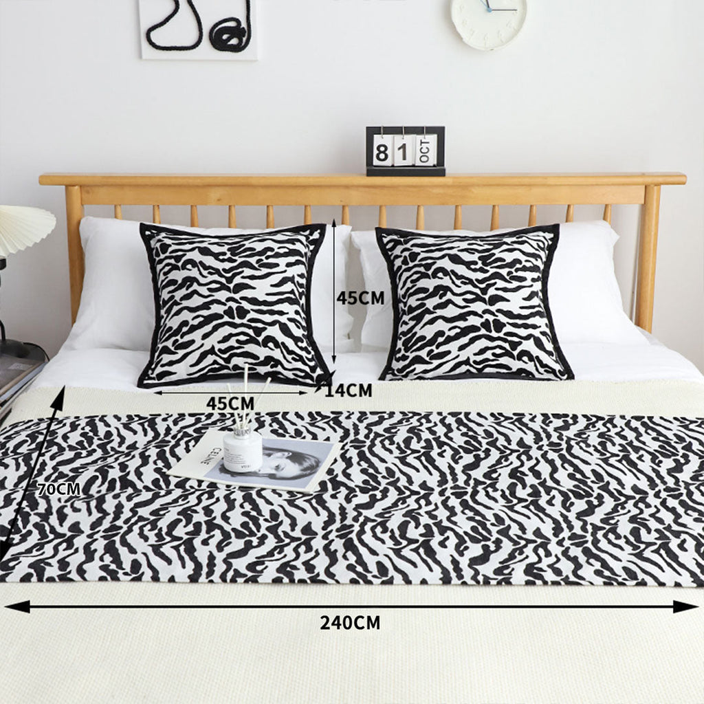 NNEAGS 1.8m Bed Light Luxury Mottled Bed Banner Vintage Scarf Runner Bedding Tail Pad Flag For Home Hotel Set of 3