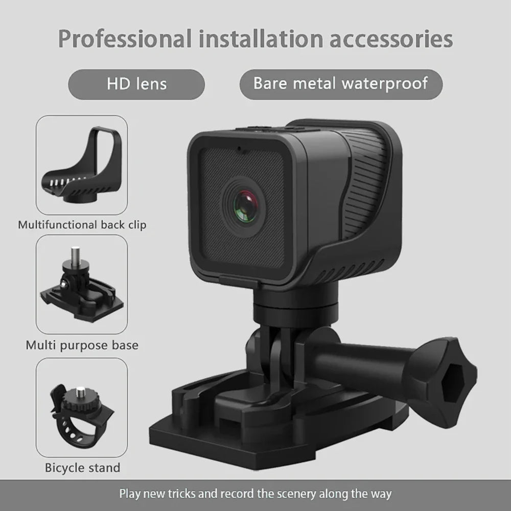 NNEOBA Portable WiFi Waterproof Sports Mini Camera (1080P HD)