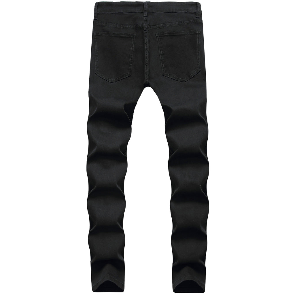 2025 black jeans men's stretch new men's jeans trendy ripped black jeans trendy cross-border men's pants