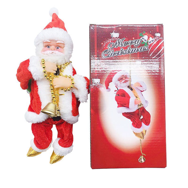 Climbing beads string TikTok plush climbing beads Santa doll toy New Electric Santa Claus shopping mall decoration