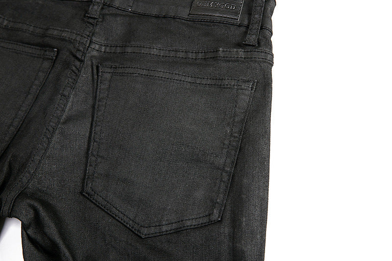 Retro wax pants three-dimensional straight fit trendy men's jeans INS men's and women's jeans