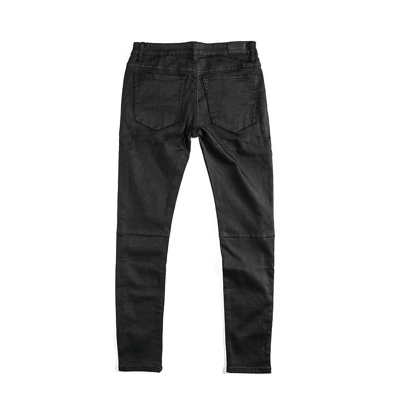 Retro wax pants three-dimensional straight fit trendy men's jeans INS men's and women's jeans