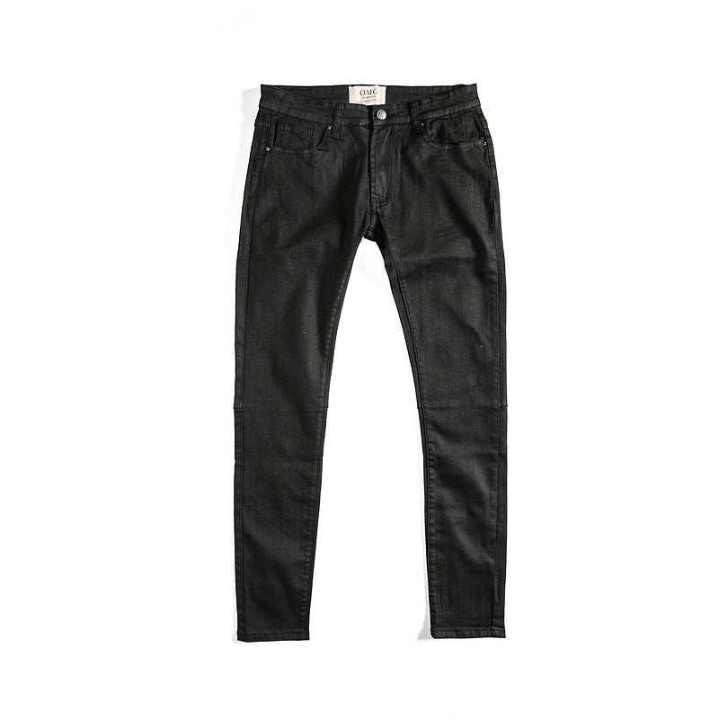Retro wax pants three-dimensional straight fit trendy men's jeans INS men's and women's jeans