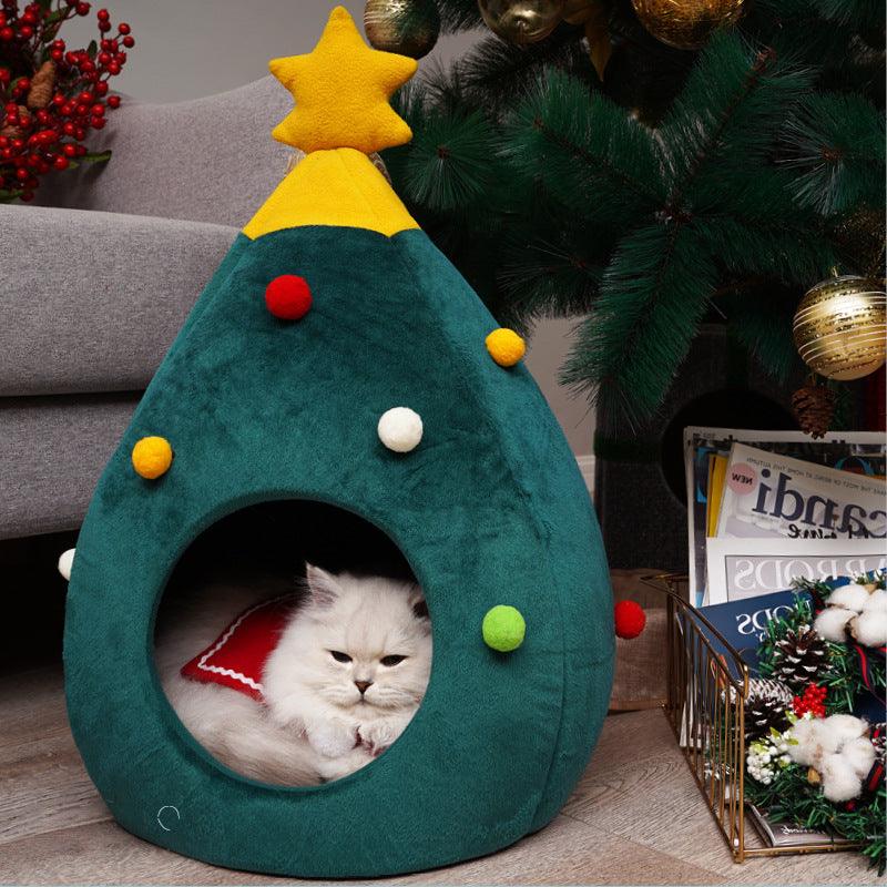 Winter Wonderland Christmas Tree Pet Bed - Cozy Nest For Cats And Dogs