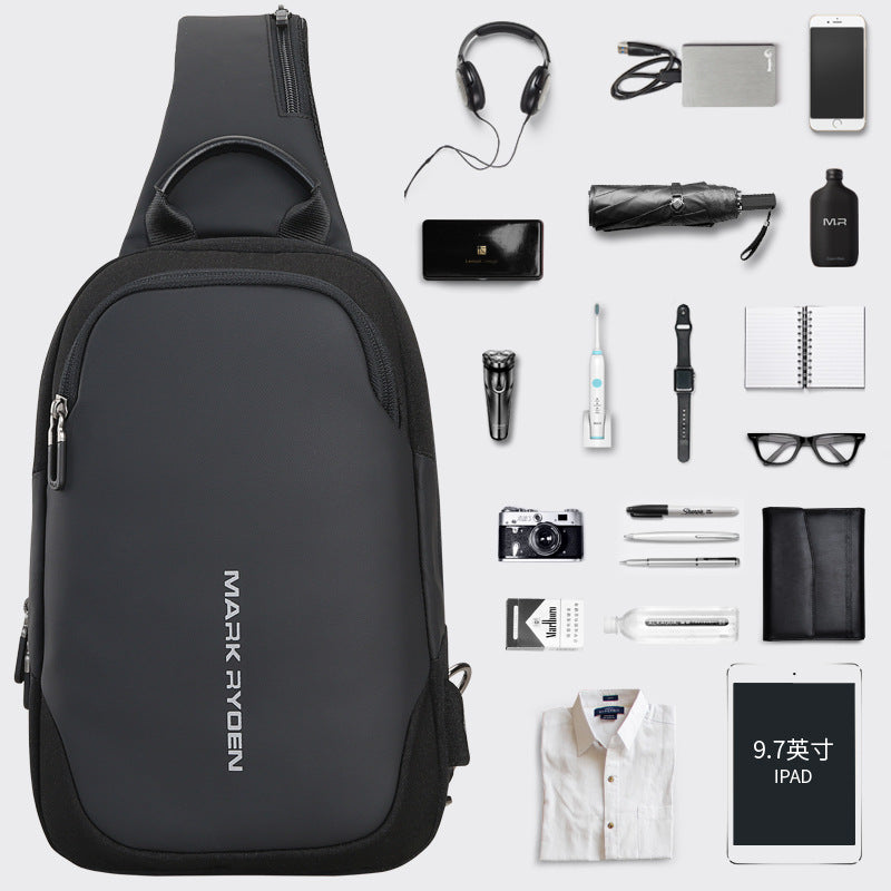 Mark Ryden cross-border new arrival chest Bag Men's multifunctional waterproof shoulder bag business casual USB Messenger bag