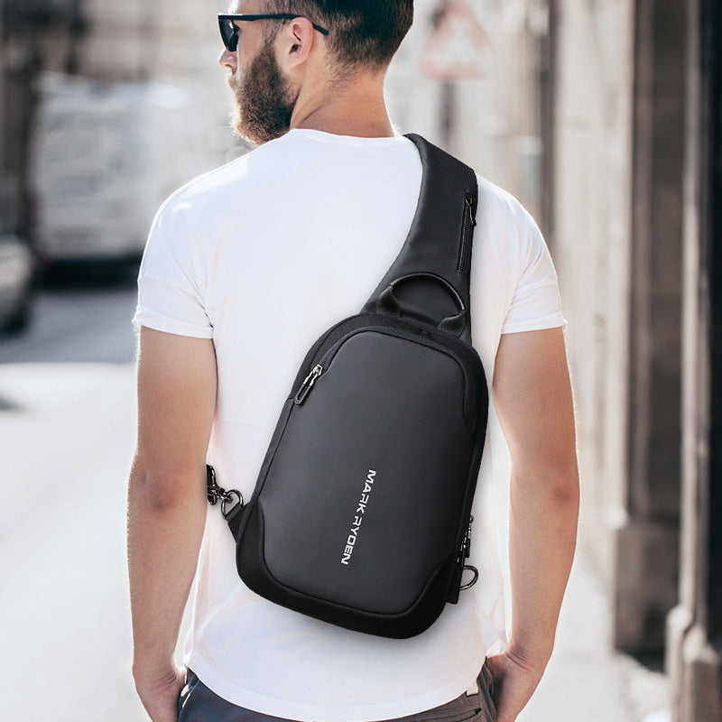 Mark Ryden cross-border new arrival chest Bag Men's multifunctional waterproof shoulder bag business casual USB Messenger bag