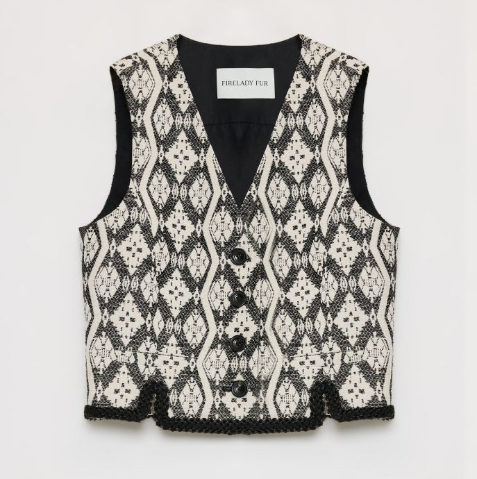 "Venice" Classical simple silhouette Italian imported jacquard ethnic style V-neck vest