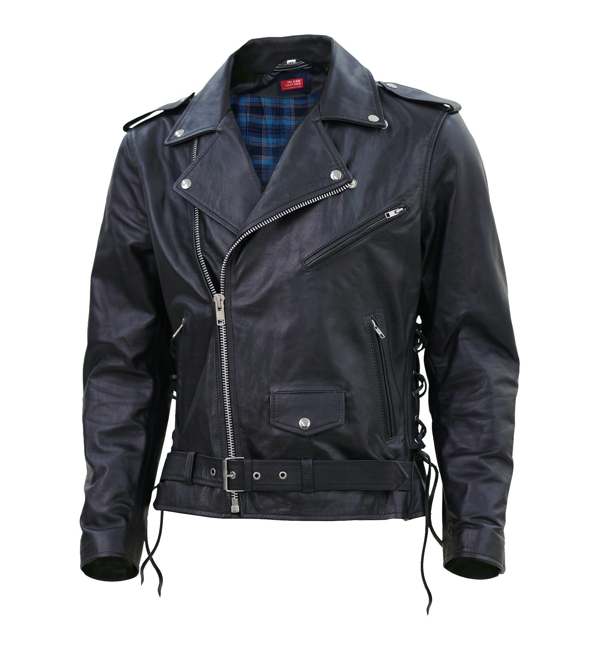 Kaan Zipper Leather Biker Jacket for Men's Black