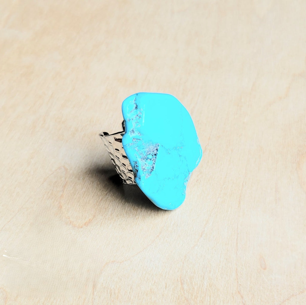 Blue Turquoise Slab Cocktail Statement Ring 012h