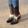 Boho Western Boot Wrap Cuff w/ Feathers & Turquoise 500f