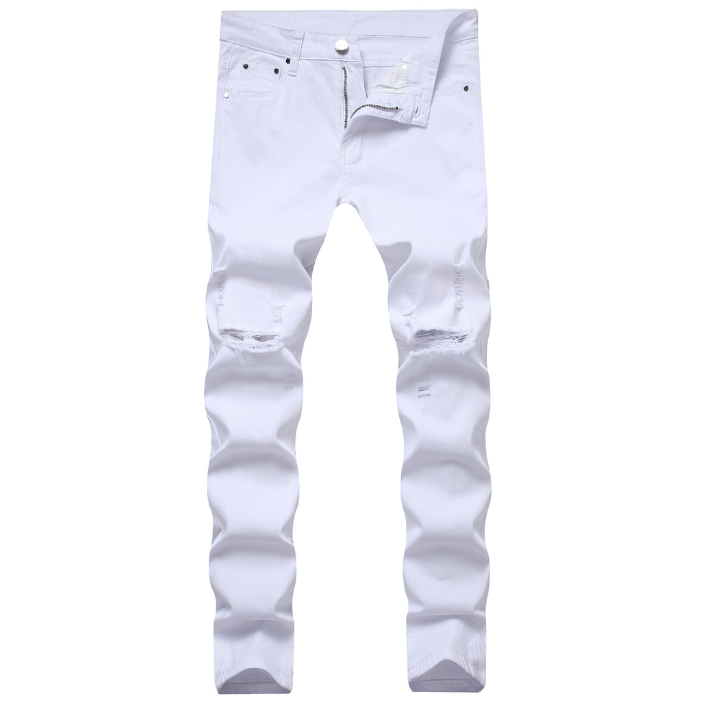 Cross-border new arrival Street Men's ripped jeans men's Korean-style high street personality design men's jeans