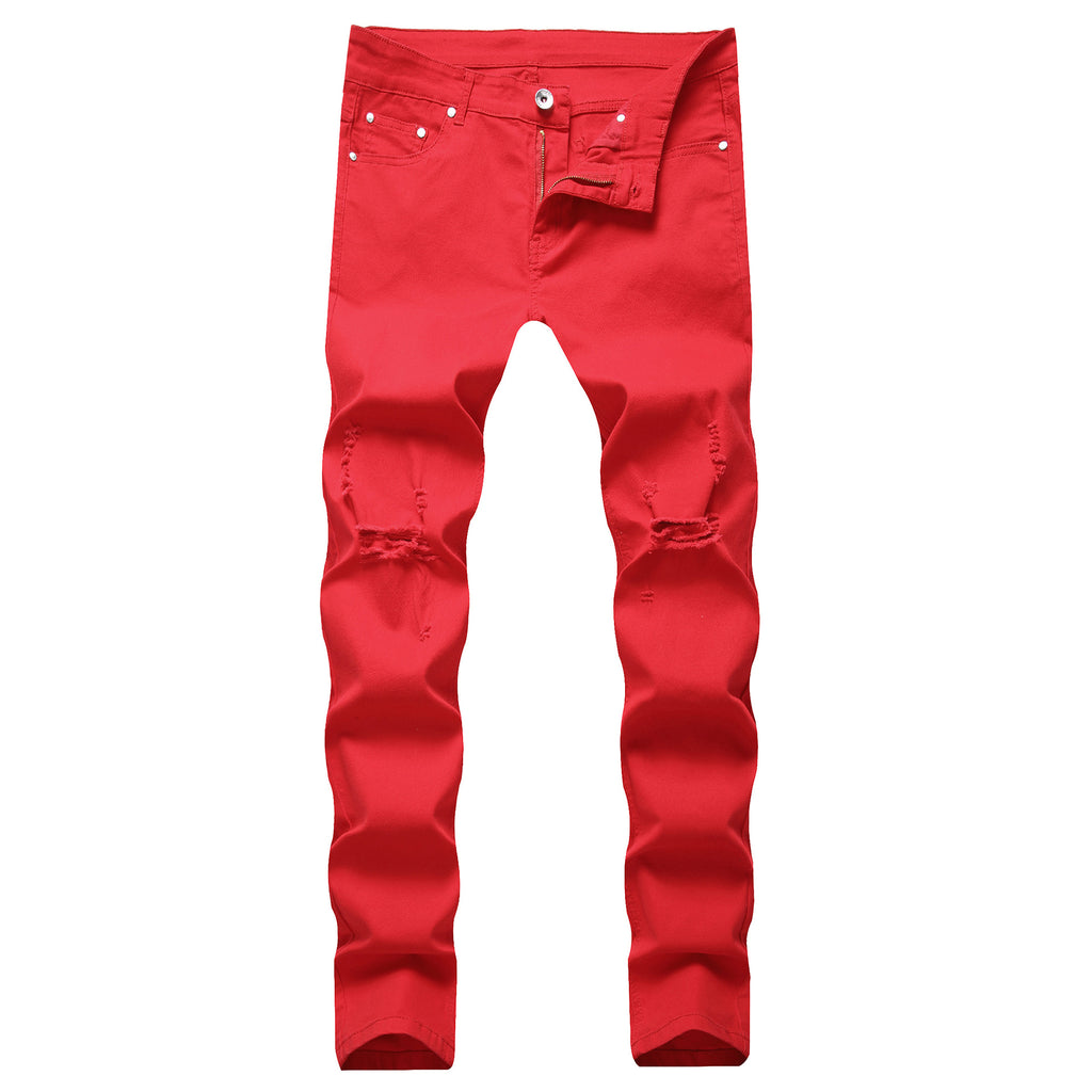 Cross-border new arrival Street Men's ripped jeans men's Korean-style high street personality design men's jeans