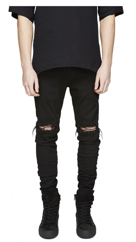 Cross-border new arrival Street Men's ripped jeans men's Korean-style high street personality design men's jeans