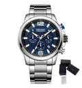 MEGIR Luxury Business Men Watch Fashion Quartz Sport Chronograph Luminous Waterproof Calendar Stainless Steel Male Wristwatch 2156