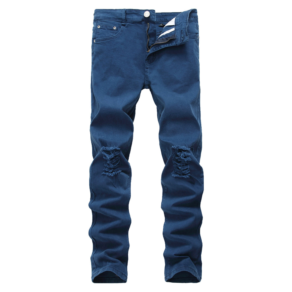 European and American high street style ripped Jeans Destroyed men Jeans skinny stretch men's and women's Jeans