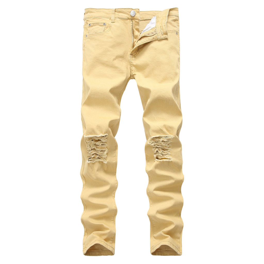 European and American high street style ripped Jeans Destroyed men Jeans skinny stretch men's and women's Jeans