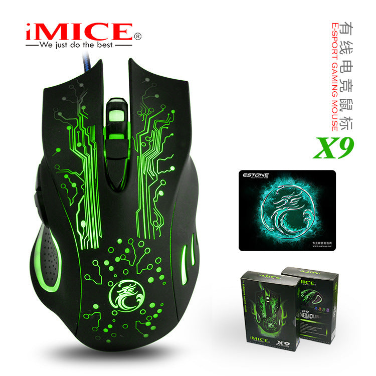 iMICE brand X9 USB Mouse Factory Direct Supply game photoelectric mouse colorful e-sports LOL game Mouse