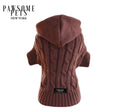 (EXTRA WARM) DOG AND CAT CABLE KNIT SWEATER WITH HAT - BROWN