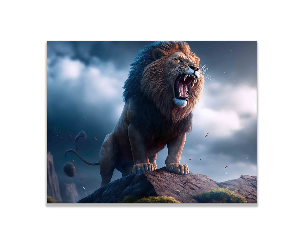 Wildlife Canvas Art-The Lion and the Storm