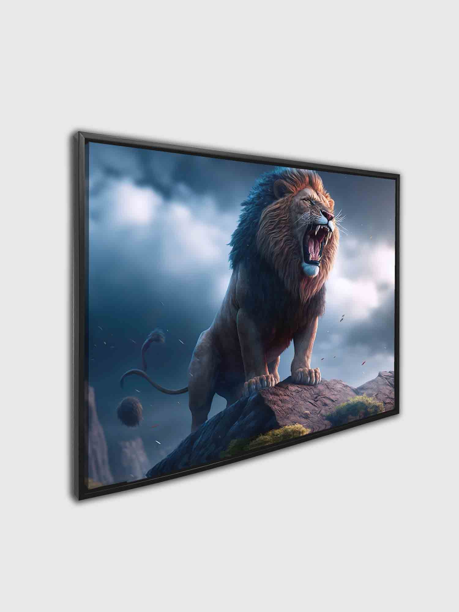 Wildlife Canvas Art-The Lion and the Storm