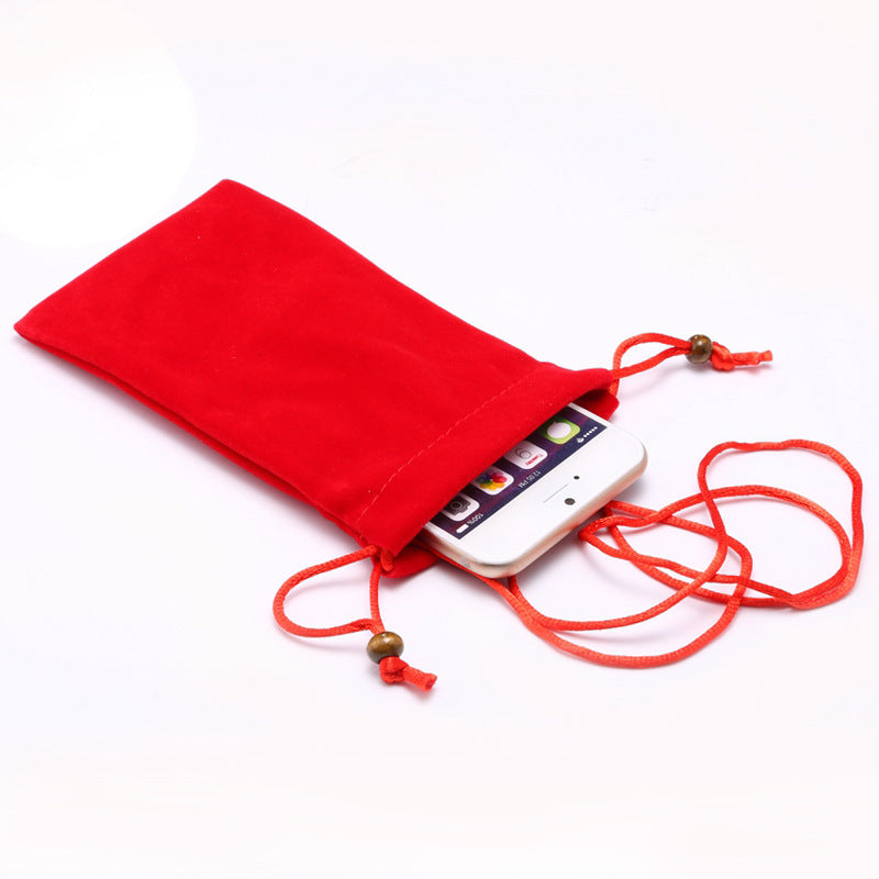 Applicable to Apple iphone12 Huawei Samsung S9p universal mobile phone bag flannel bag neck hanging mobile phone protective case