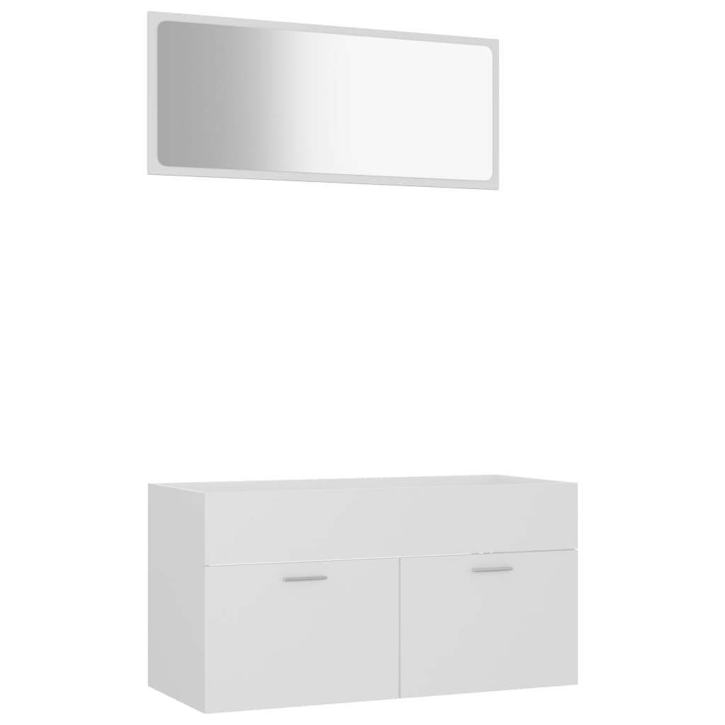 NNEVL 2 Piece Bathroom Furniture Set White Chipboard