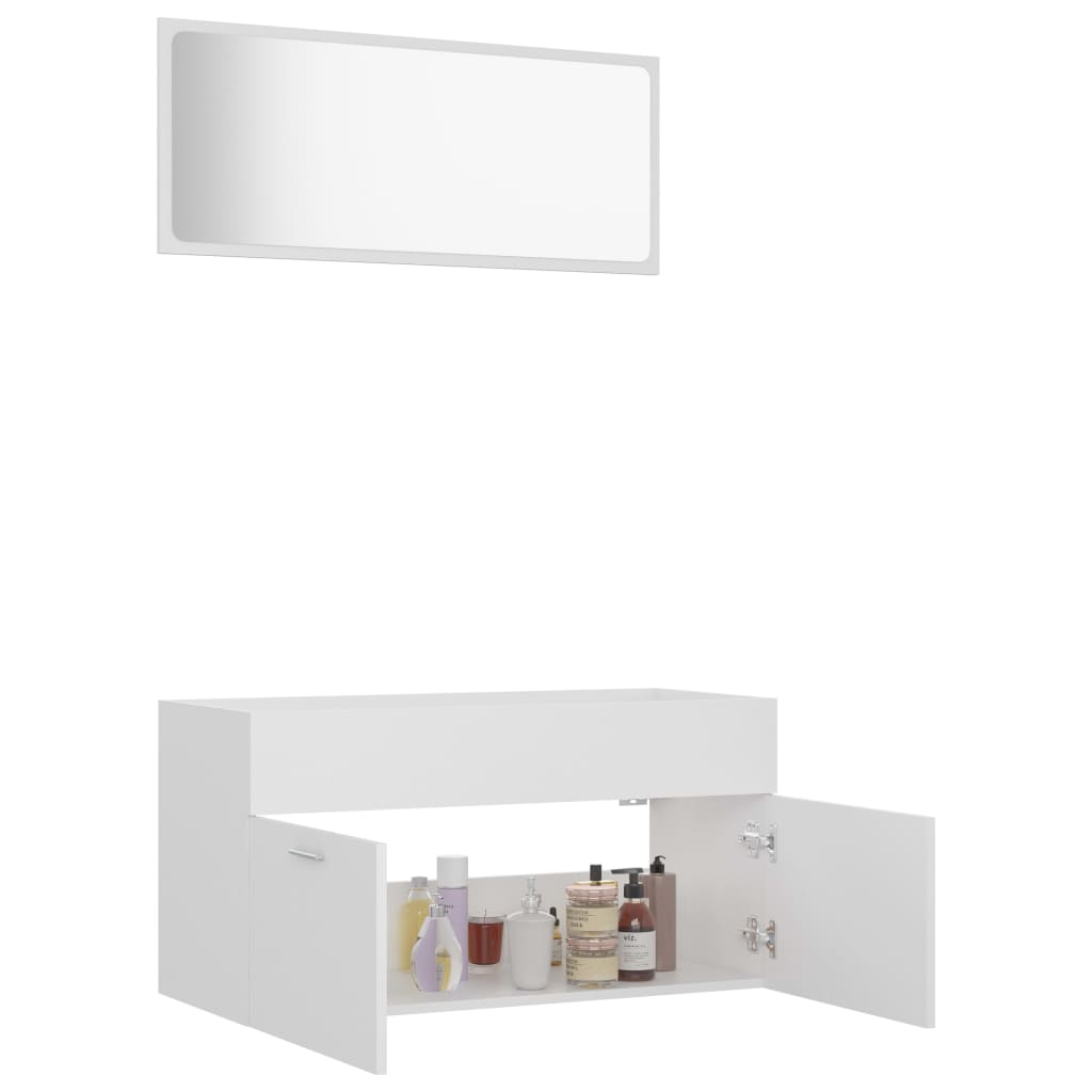 NNEVL 2 Piece Bathroom Furniture Set White Chipboard