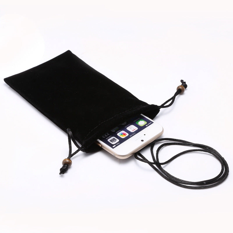 Applicable to Apple iphone12 Huawei Samsung S9p universal mobile phone bag flannel bag neck hanging mobile phone protective case