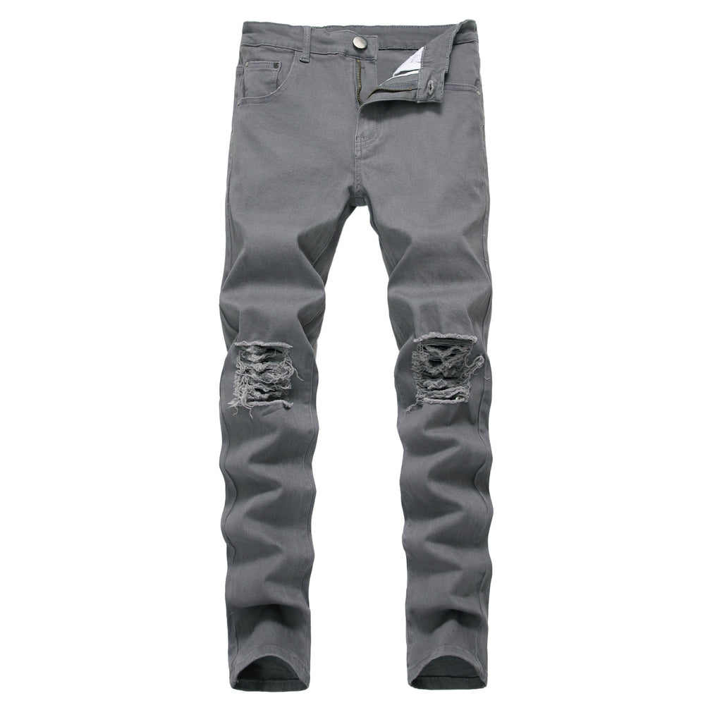 European and American high street style ripped Jeans Destroyed men Jeans skinny stretch men's and women's Jeans
