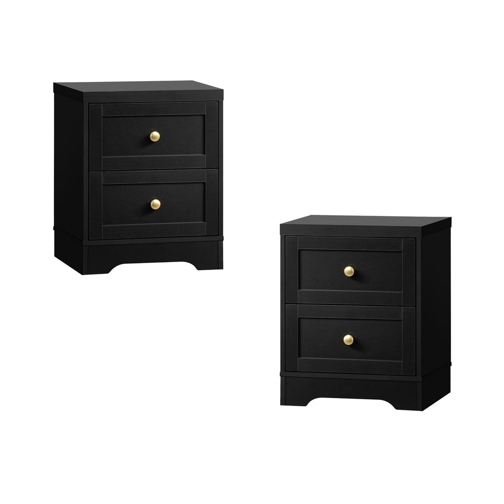 NNEED 2X Bedside Tables Hamptons Furniture Black