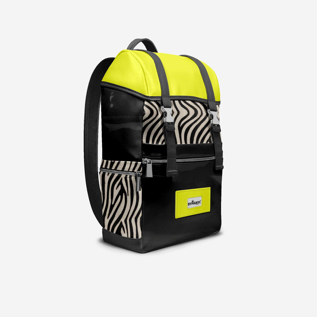 BYMANYC ® New York – NYC COUTURE Backpack in Zebra Print & Neon Yellow