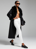 Black Long Coat with Faux Fur Collar - CADMAN PLAZA: New Collection COUTURE in BROOKLYN - BYMANYC ® New York