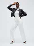Black Vegan Leather Cropped Biker Jacket ELIZABETH: New Colección COUTURE in NOLITA - BYMANYC ® New York