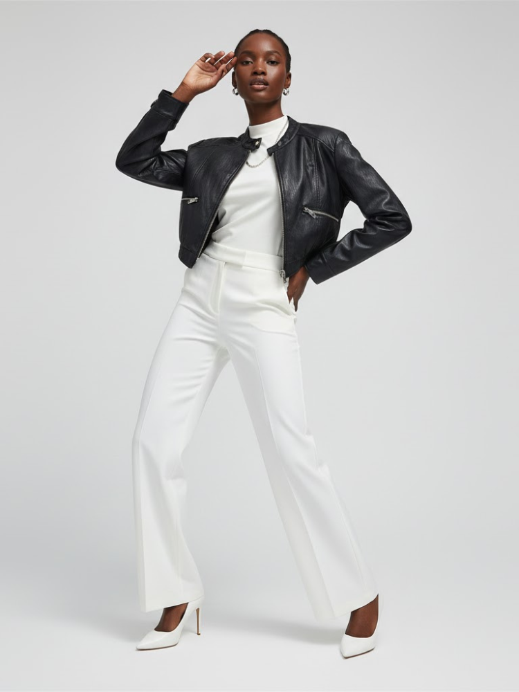 Black Vegan Leather Cropped Biker Jacket ELIZABETH: New Colección COUTURE in NOLITA - BYMANYC ® New York