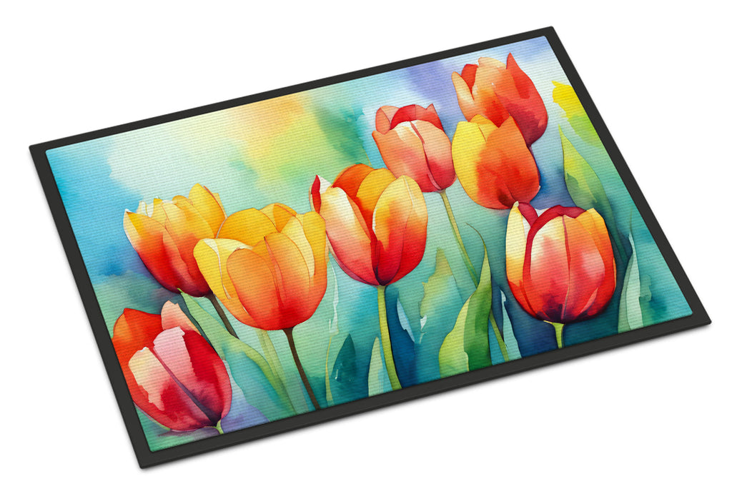 Tulips in Watercolor Doormat