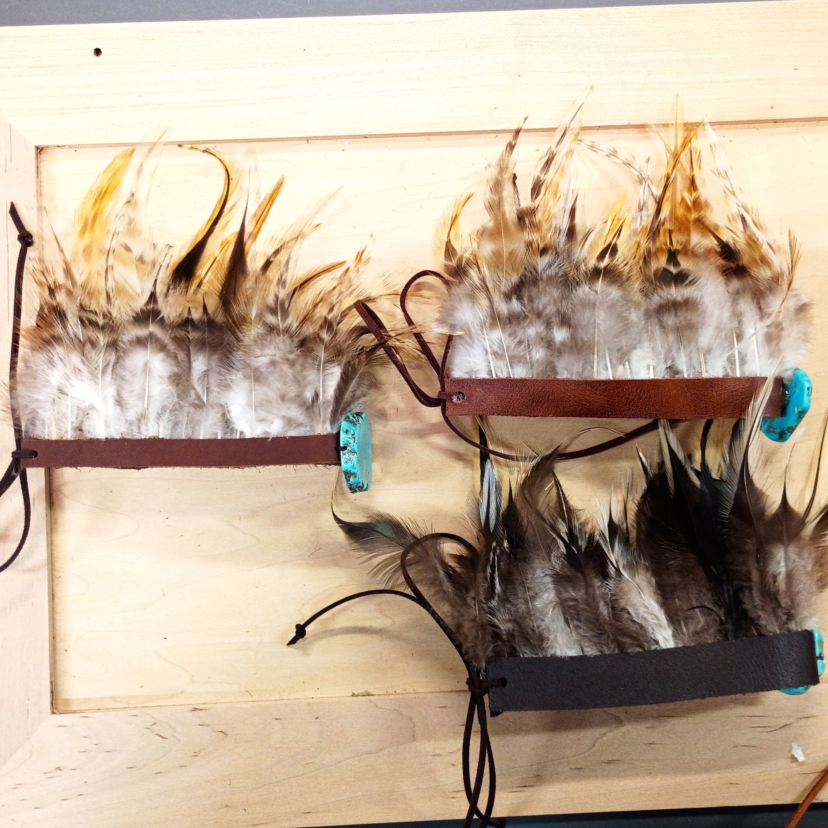 Boho Western Boot Wrap Cuff w/ Feathers & Turquoise 500f