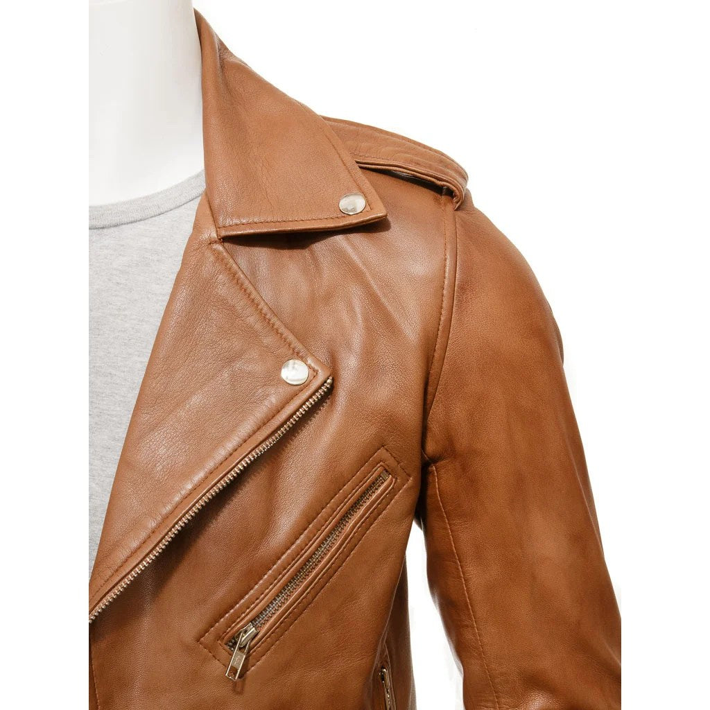 MEN BROWN LEATHER BIKER JACKET SALEM