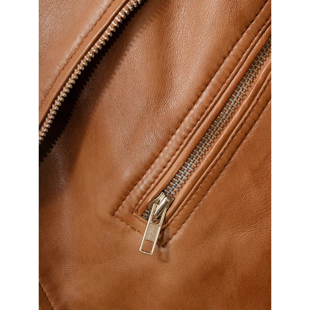 MEN BROWN LEATHER BIKER JACKET SALEM