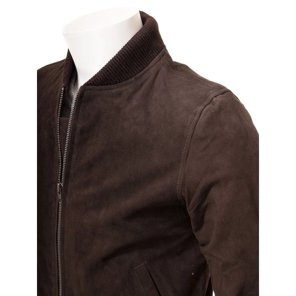 MEN BROWN SUEDE BOMBER JACKET BERGEN