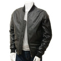 MEN BLACK LEATHER BOMBER JACKET BOSTON