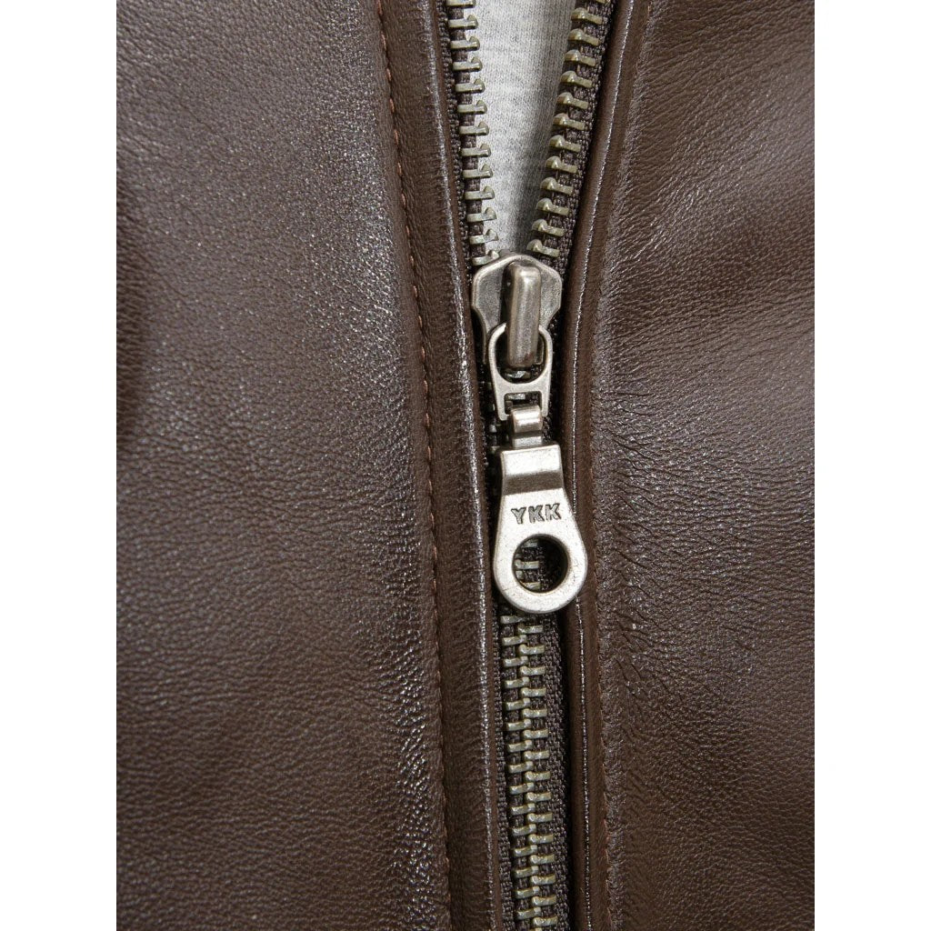 MEN BROWN LEATHER BOMBER JACKET BROWNVILLE