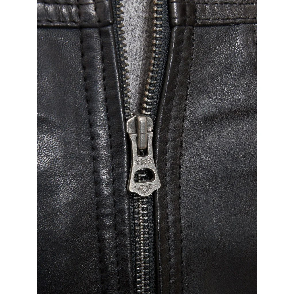 MEN BLACK LEATHER BIKER JACKET ADAMS