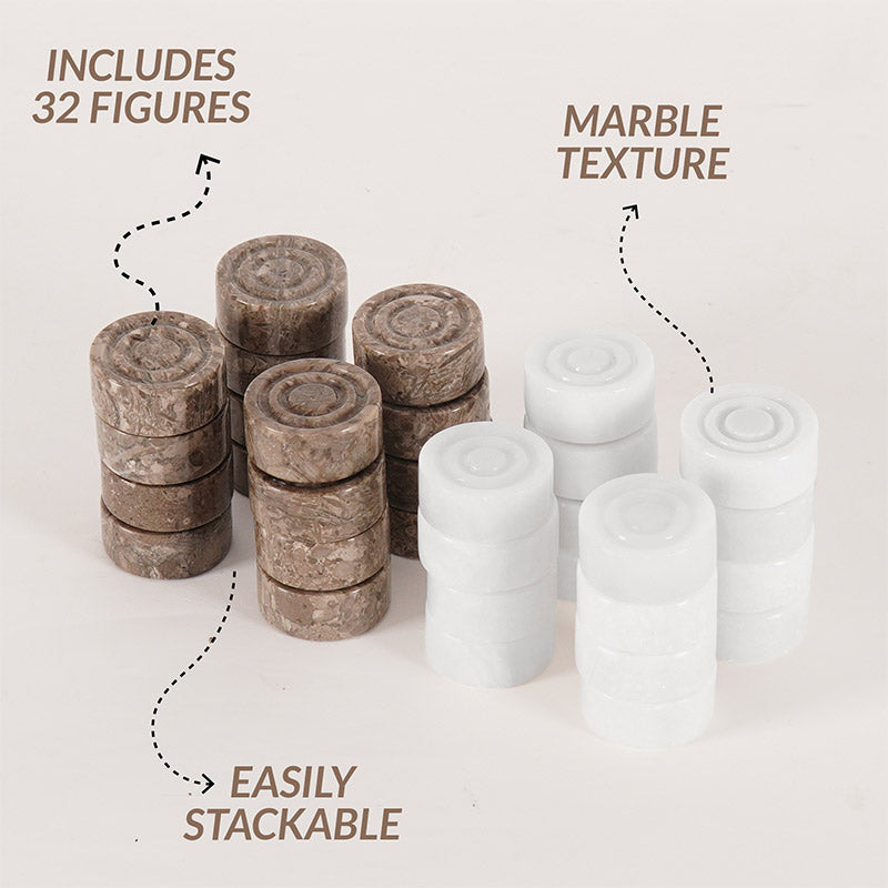 Marble Oceanic and White Checkers For 15" board game - Figures Set