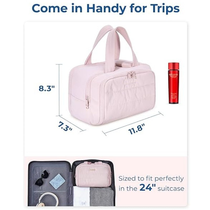 Cross-border wash bag simple lightweight large wide open wash bag fluffy cosmetic bag storage bag travel handbag