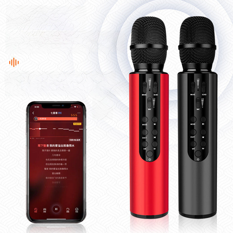 Cross-border microphone wireless capacitor dual speaker portable Bluetooth microphone home singing audio microphone integrated