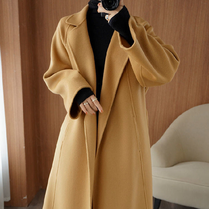 Cross-border foreign trade coat for women long below the knee loose plus size 2025 autumn and winter new high-end cardigan coat for women fashion