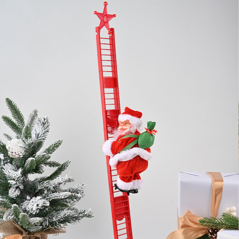 Cross-border Christmas creative gift electric Santa Claus black ladder climbing beads children's toy Christmas decoration