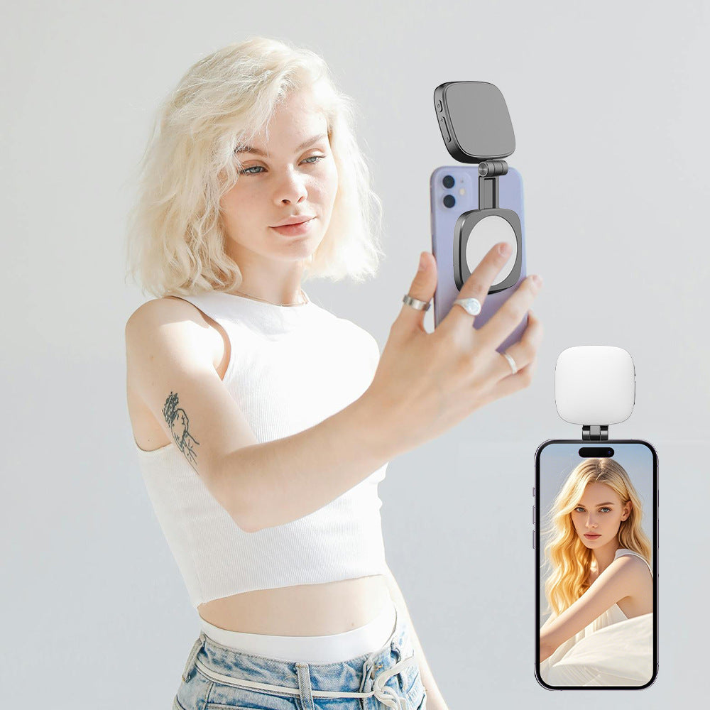 Cross-border portable magnetic mirror suitable for live and photo beauty fill light Mini soft light lamp mobile phone Universal