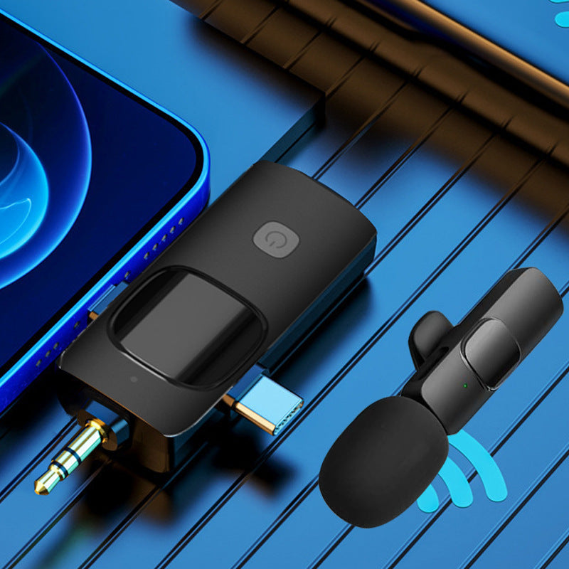 Hot Selling product wireless lavalier microphone K1 one drag two Tik Tok live stream Intelligent Noise reduction wireless mini microphone