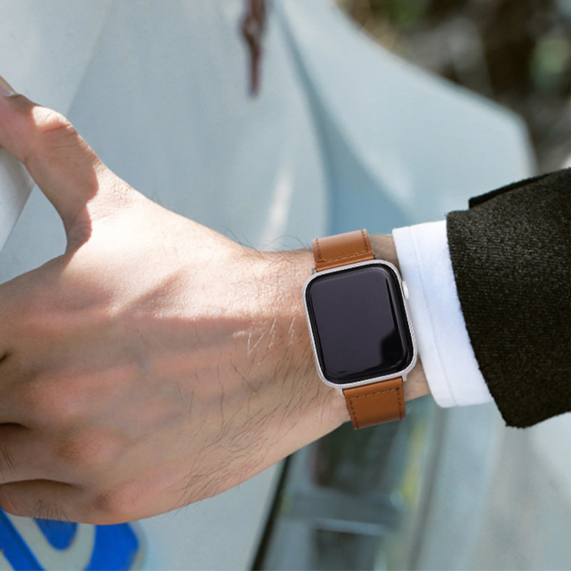 Suitable for apple apple watch3456 SE iwatch7 retro clinch top layer leather apple strap